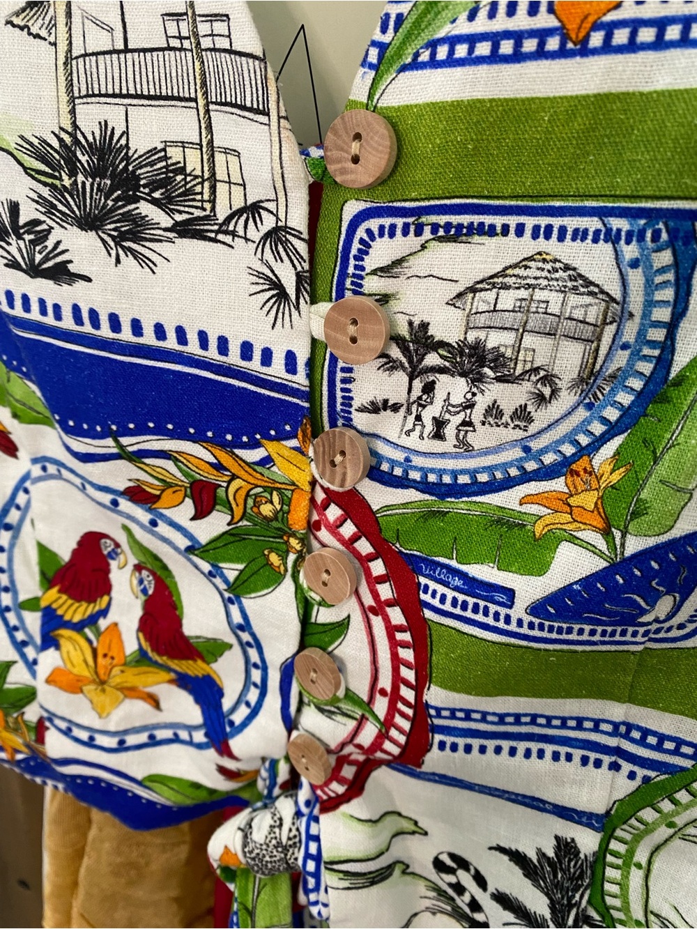 JOIE Tropical Print Linen-Blend Top & Pant Set in Royal Blue, Red, Green! 🌴 - Picture 11 of 16